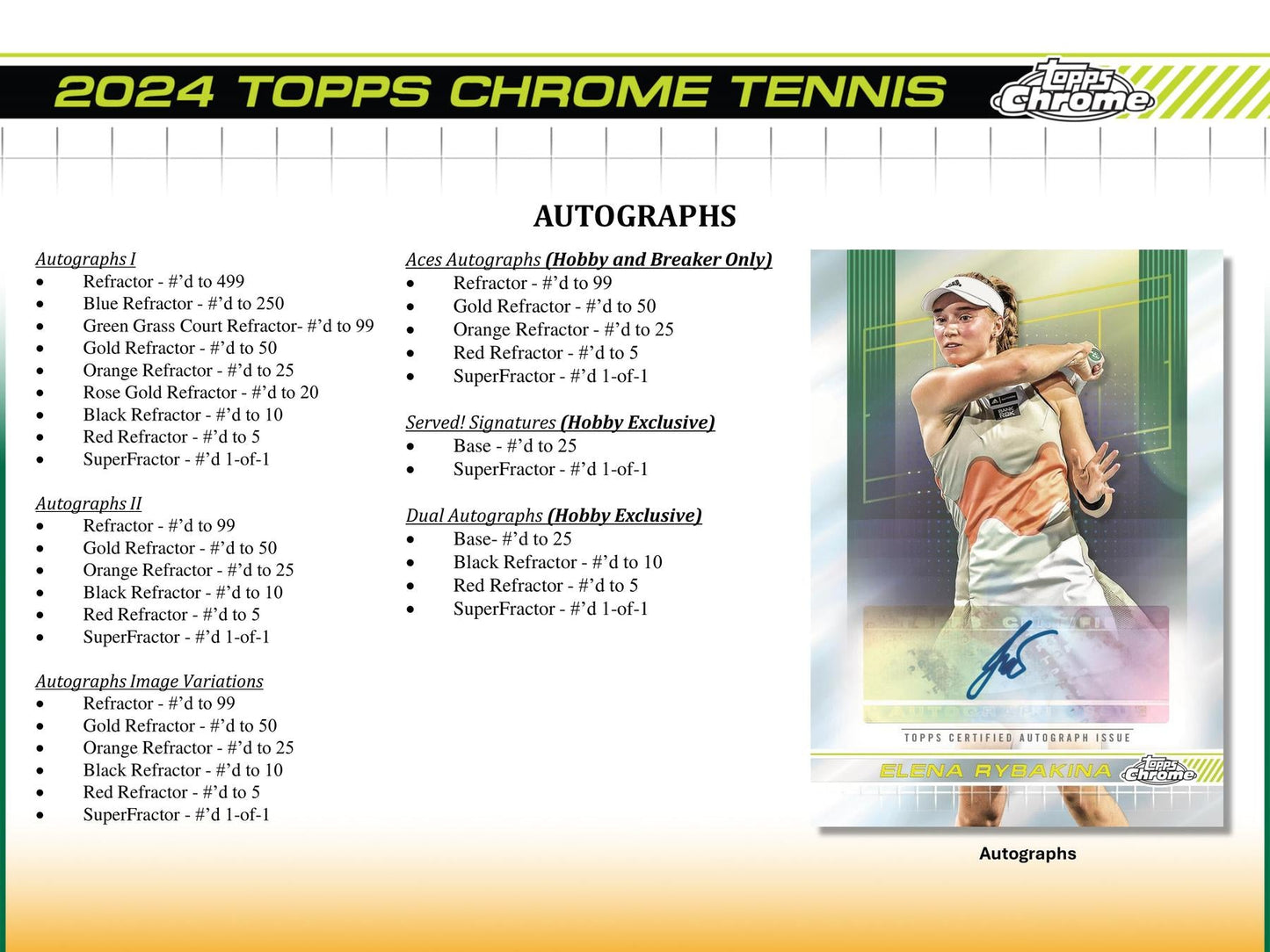 2024 Topps Chrome Tennis Hobby