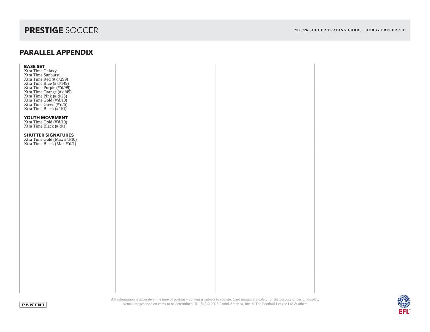 2025/26 Panini Prestige EFL Soccer Hobby Preferred