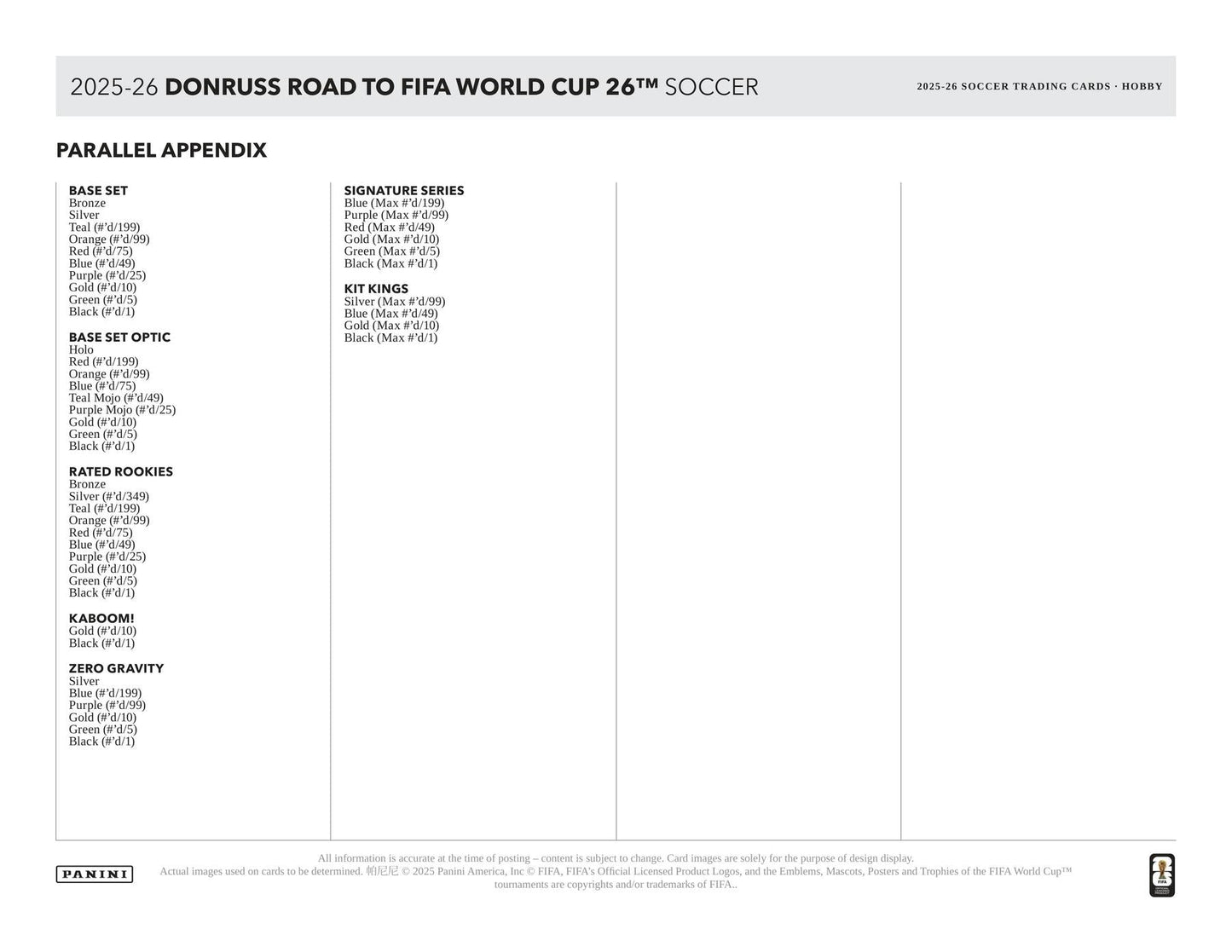 2025/26 Panini Donruss Road to FIFA World Cup Soccer Hobby