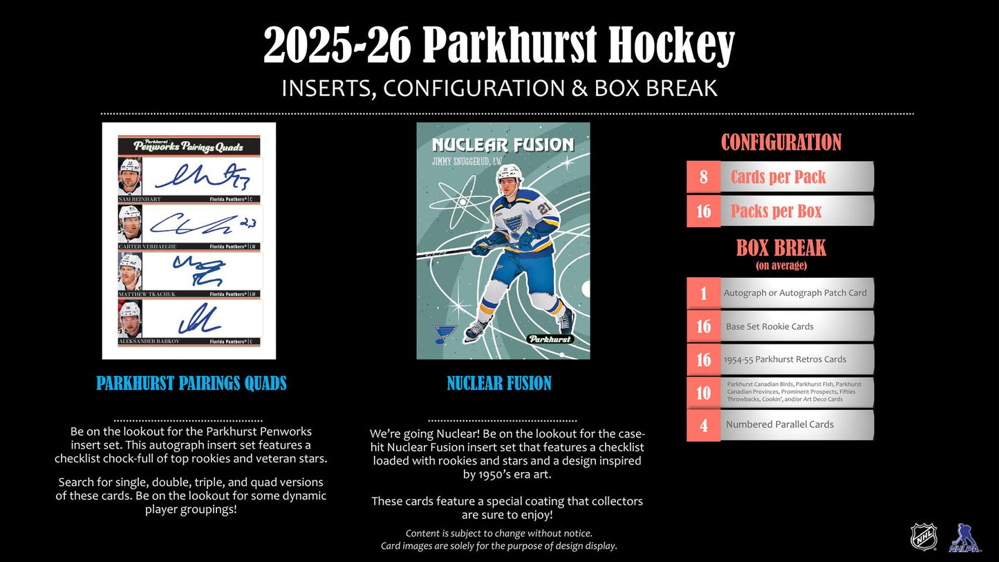 2025/26 Upper Deck Parkhurst Hockey Hobby