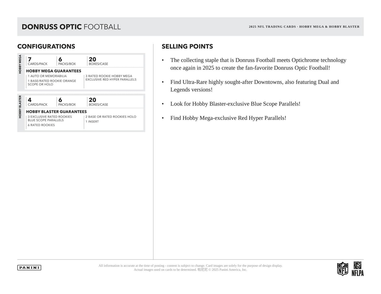 2025 Panini Donruss Optic Football 6-Pack Hobby Blaster (Blue Scope Parallels!)