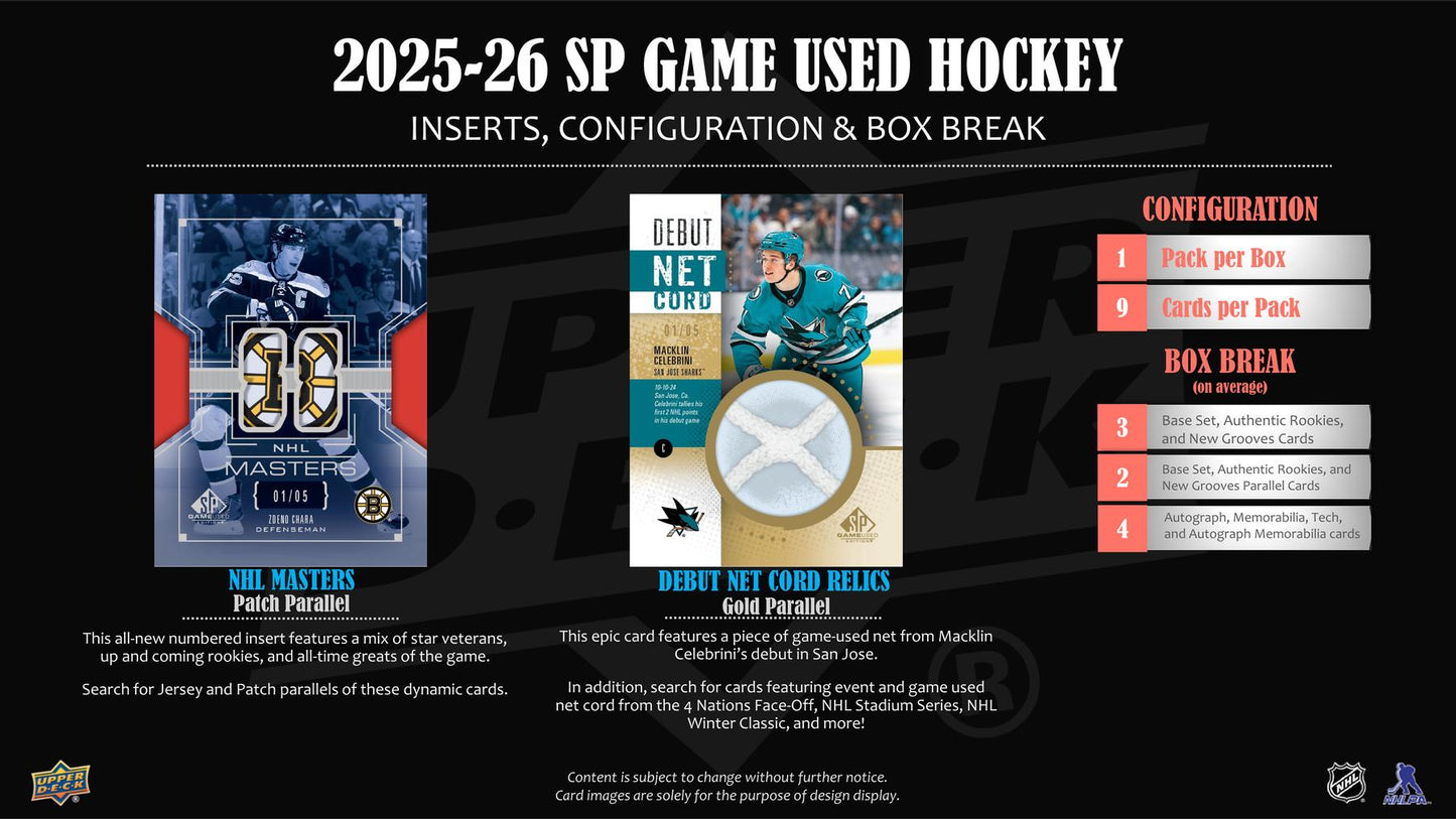 2025/26 Upper Deck SP Game Used Hockey Hobby