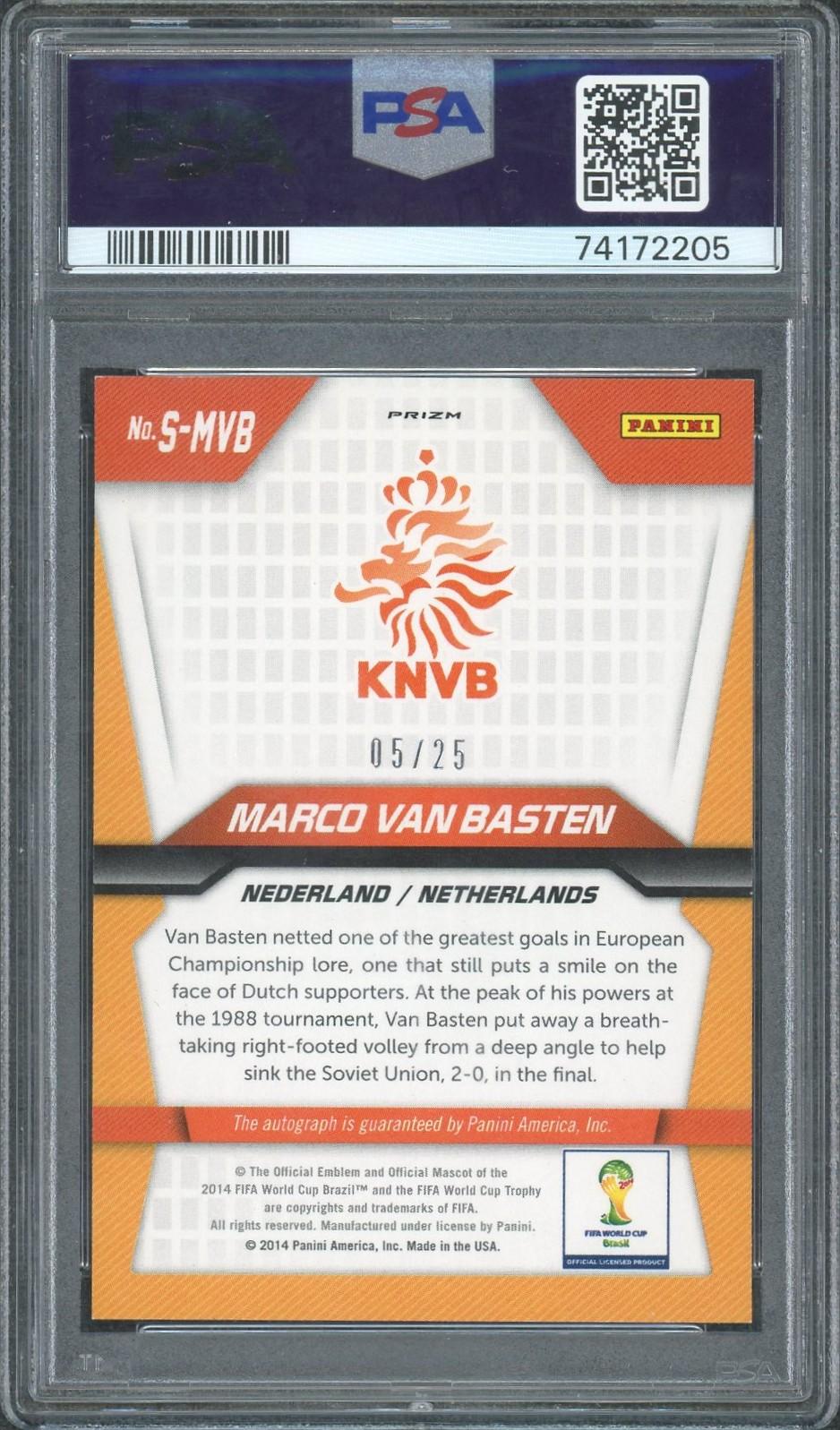 2014 Panini Prizm Marco Van Basten Silver Auto PSA 9