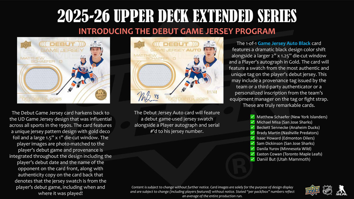 2025/26 Upper Deck Extended Series Hockey Blaster
