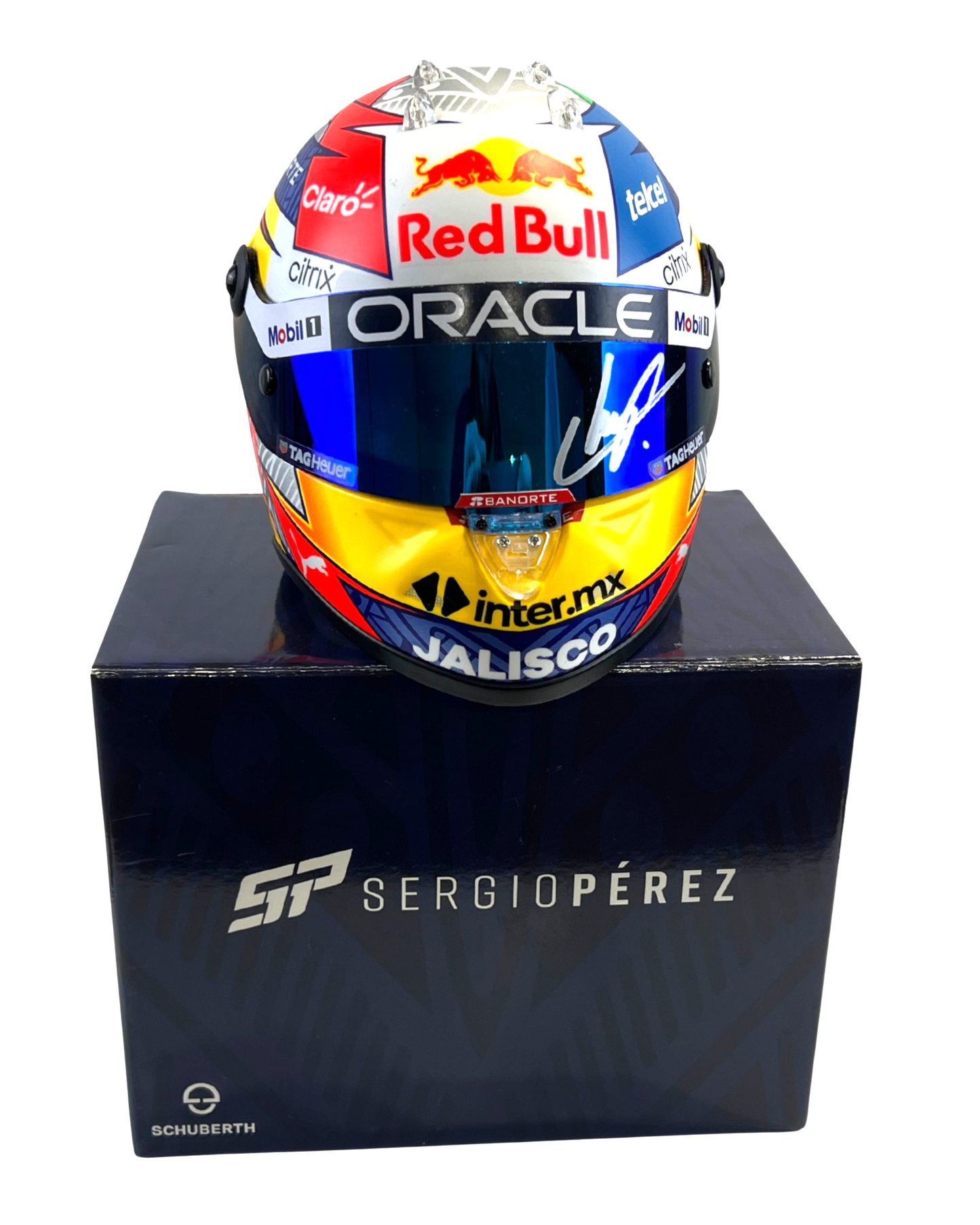 Sergio Perez Autographed Red Bull 1:2 Mini Helmet