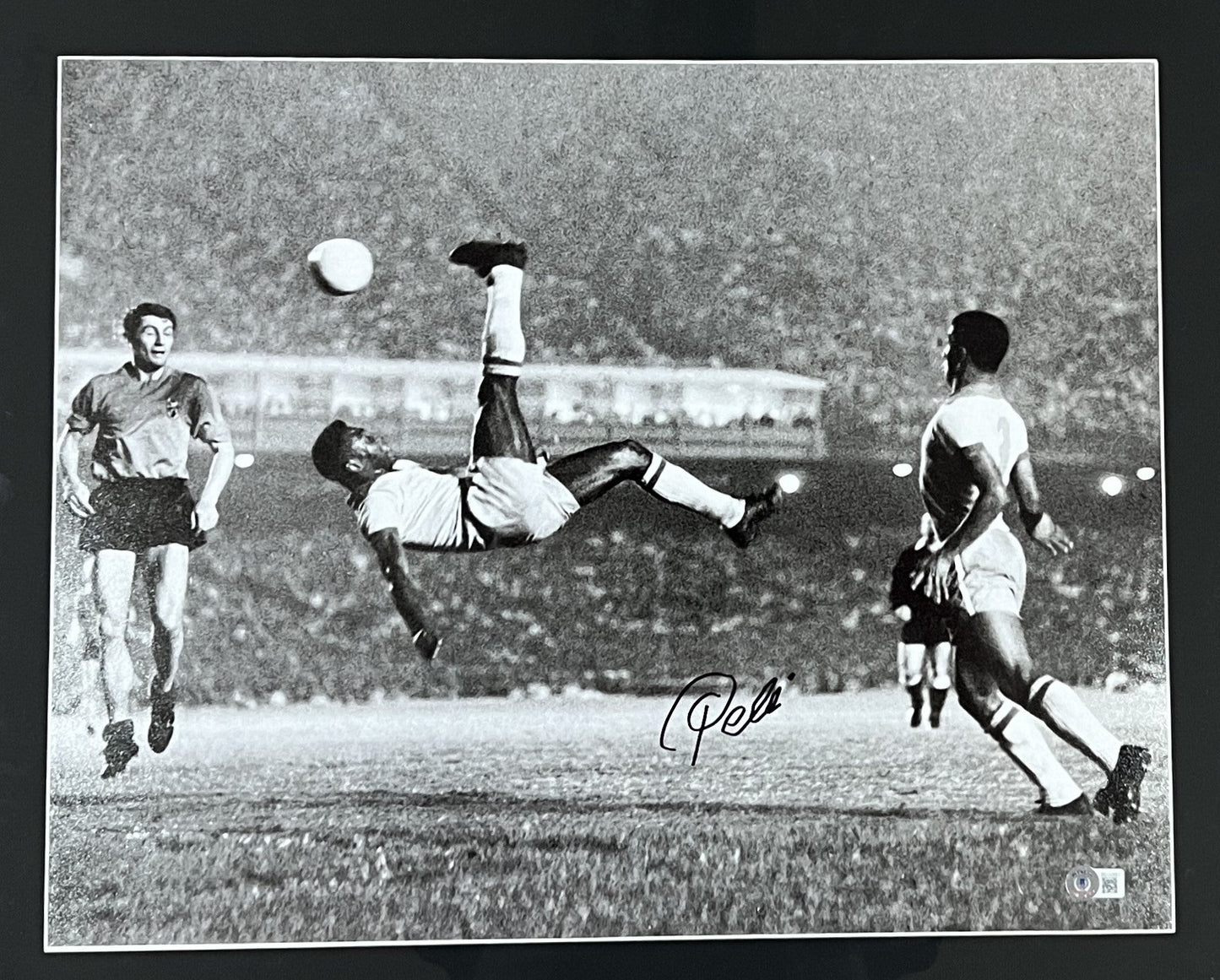 Pele Autographed Bicycle Kick Photo Framed