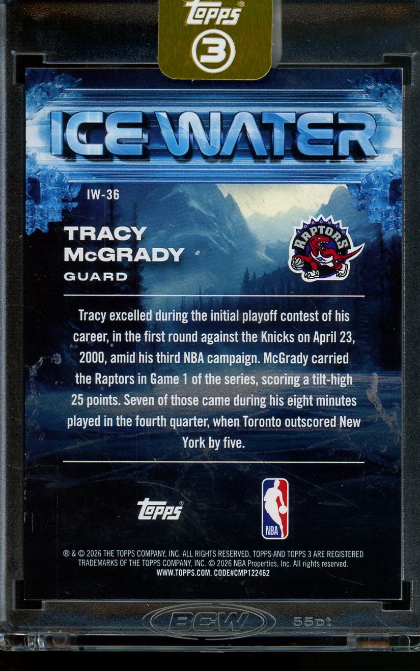2026 Topps 3 Tracy McGrady Ice Water /25 Raptors