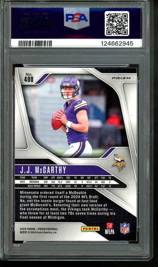 2024 Panini Prizm JJ McCarthy Silver Prizm Rookie PSA 10 Vikings