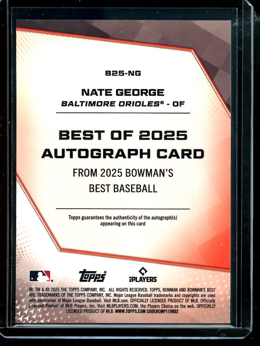 2025 Bowmans Best Nate George Autograph Orioles