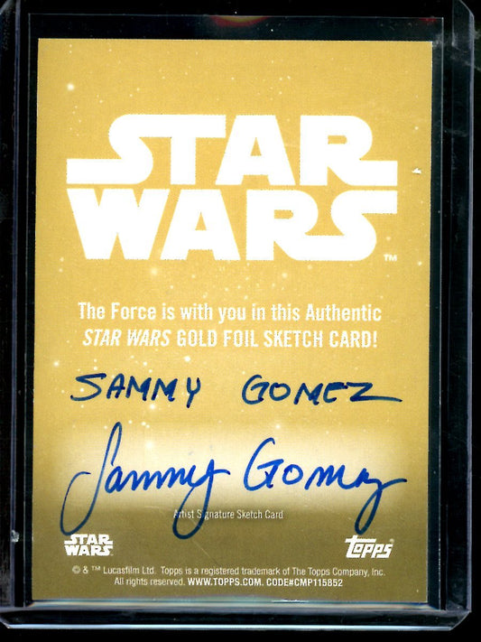 2026 Topps Smugglers Outpost Han Solo Gold Foil Sketch Card Sammy Gomez