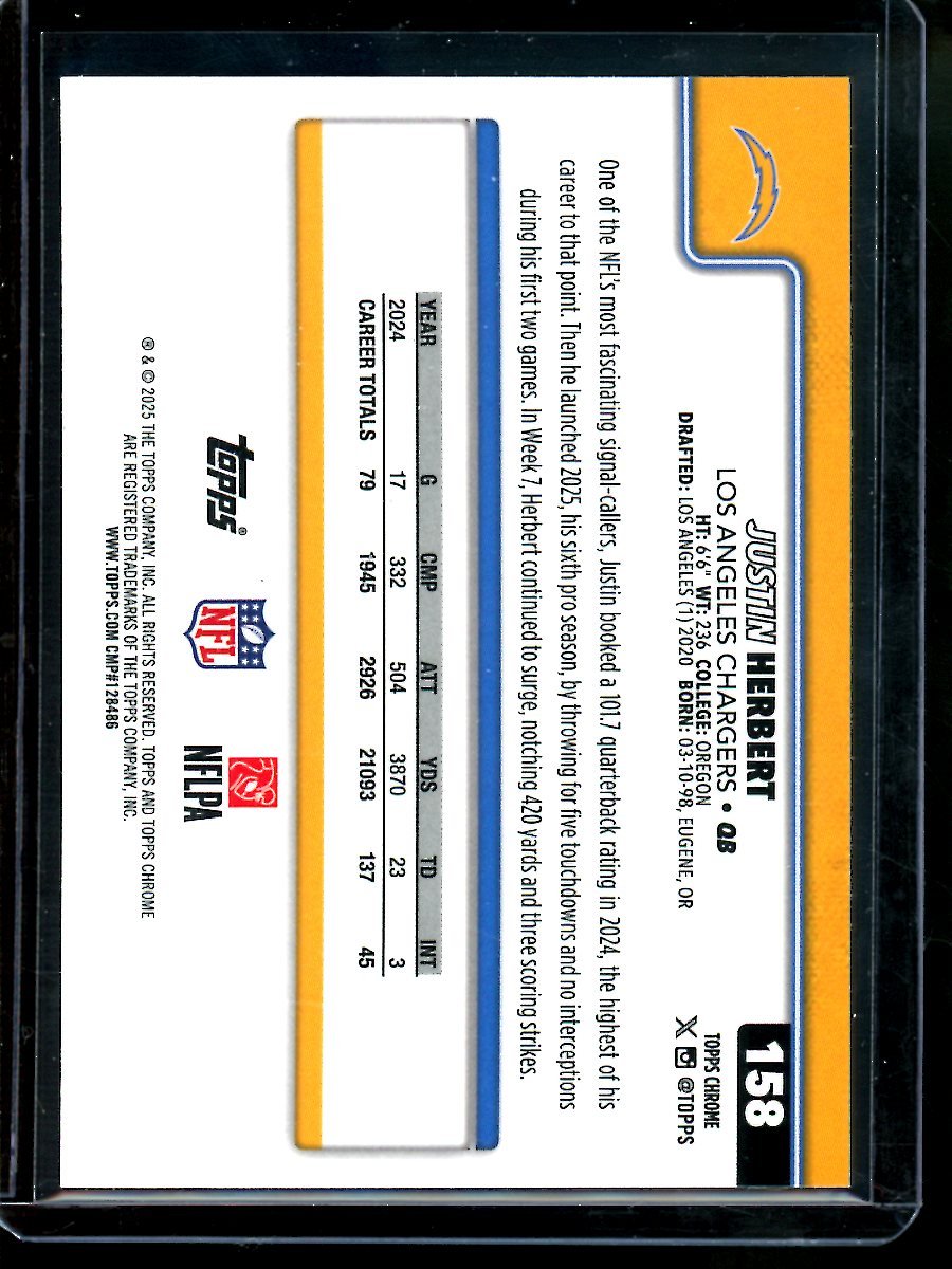 2025 Topps Chrome Justin Herbert Image Variation Refractor Chargers
