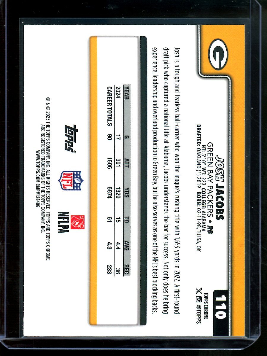 2025 Topps Chrome Josh Jacobs Image Variation Refractor Packers