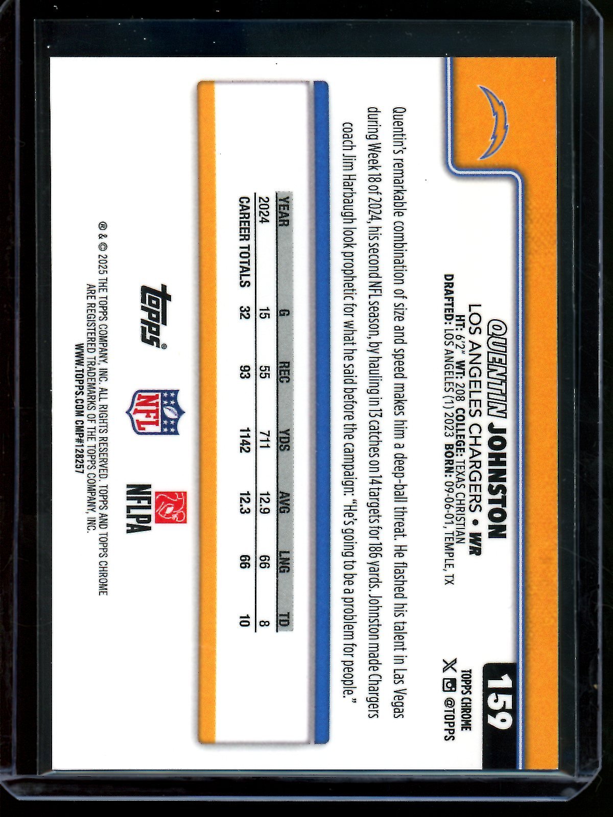2025 Topps Chrome Quentin Johnston Black Refractor /10 Chargers