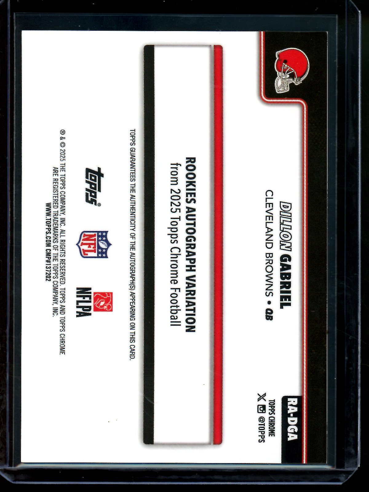 2025 Topps Chrome Dillon Gabriel Orange Lava Rookie Autograph /25 Browns