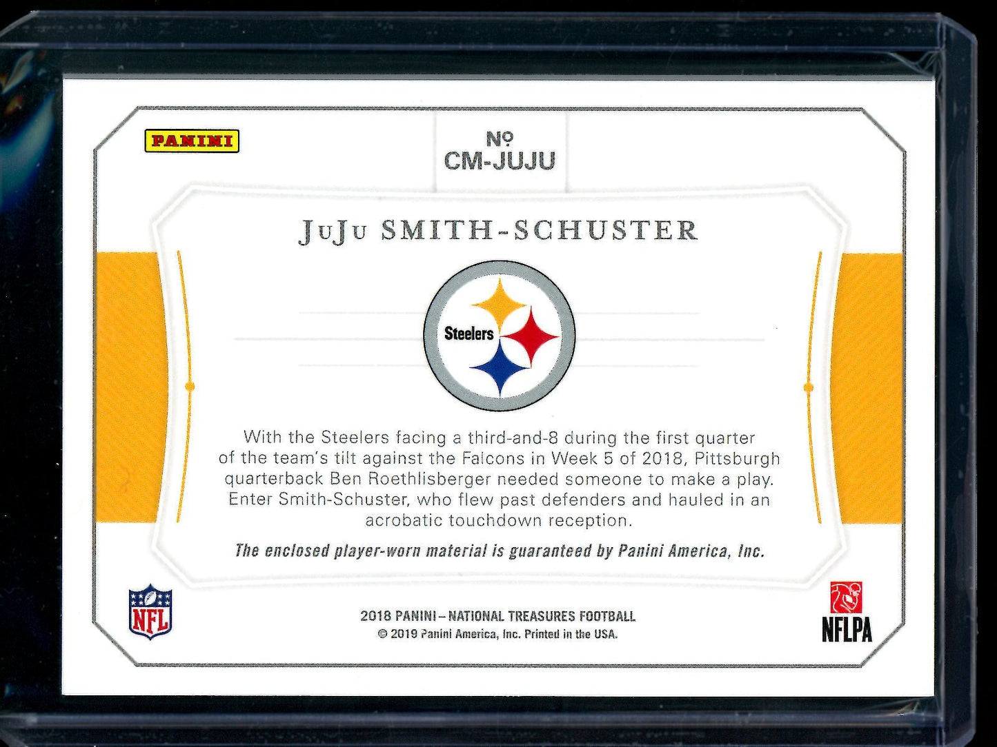 2018 Panini National Treasures JuJu Smith-Schuster Colossal Relic /25 Steelers