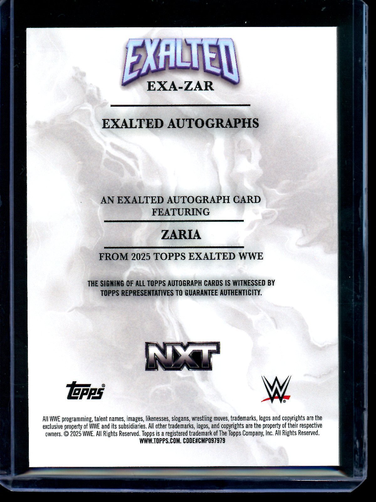 2025 Topps Exalted Zaria Autograph Rookie EXA-ZAR