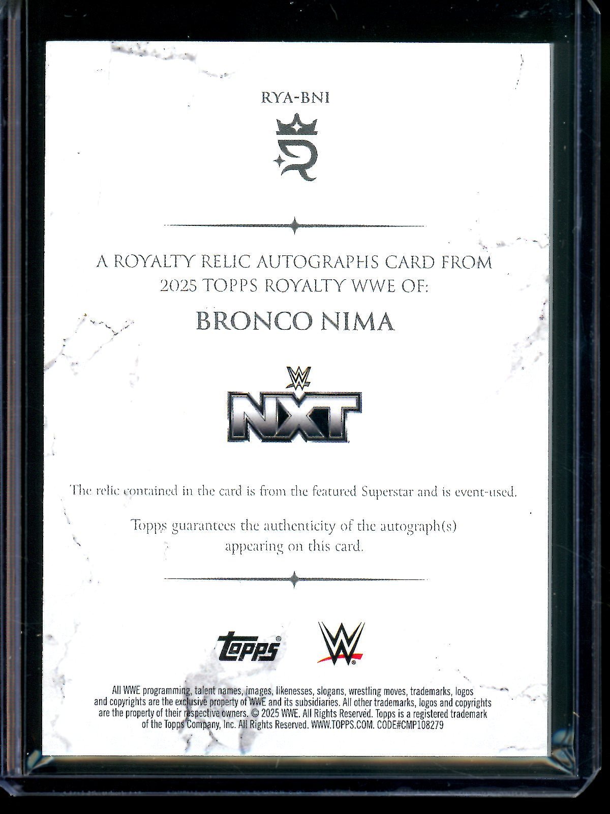 2025 Topps Royalty Bronco Nima Relic Autograph /99
