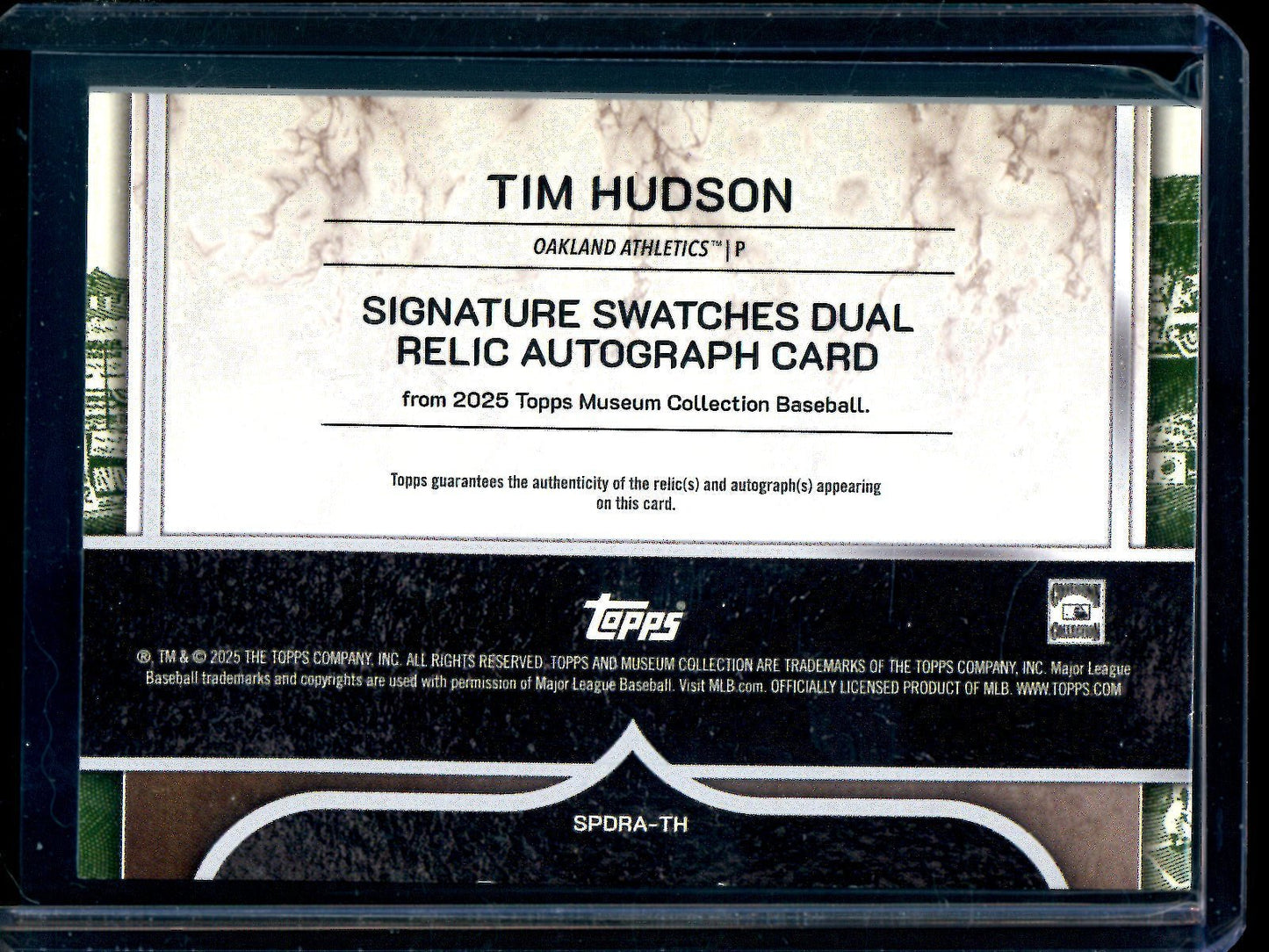 2025 Topps Museum Collection Tim Hudson Dual Swatch Autograph /199 Athletics