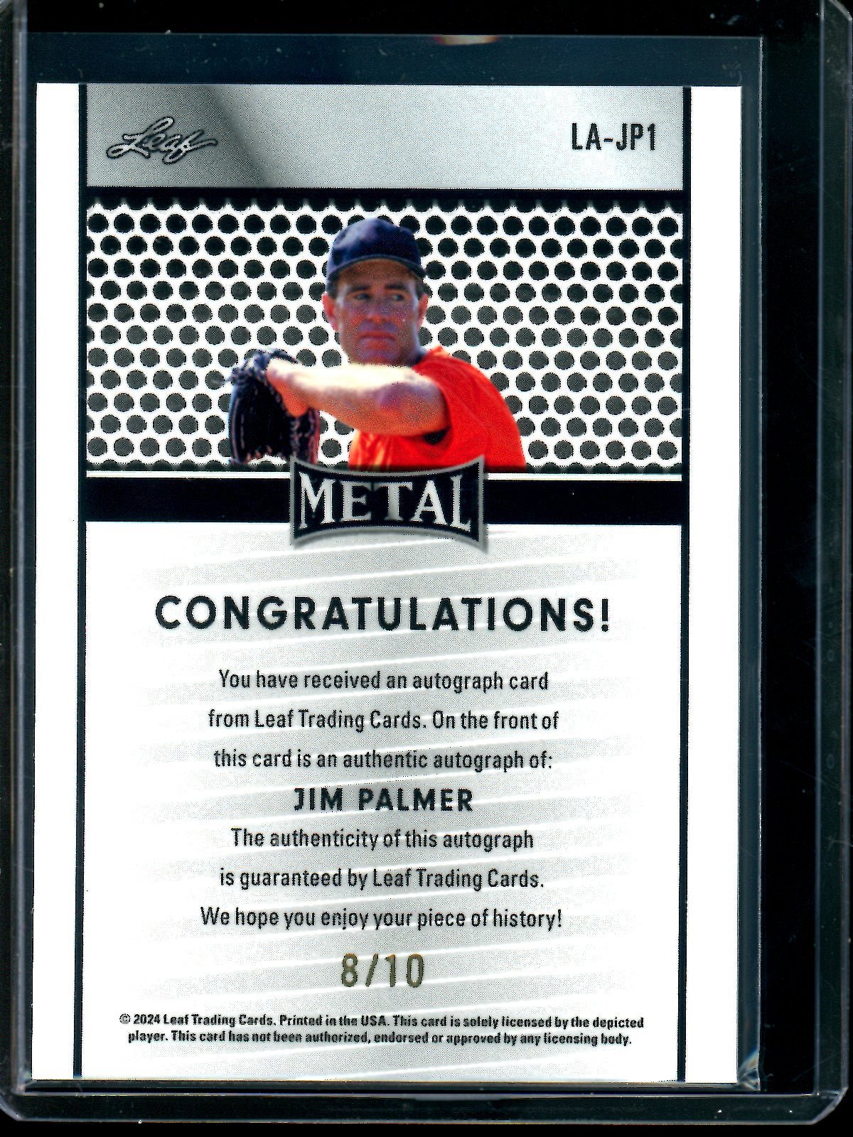 2024 Leaf Metal Jim Palmer Blue /10 #LA-JP1 Orioles