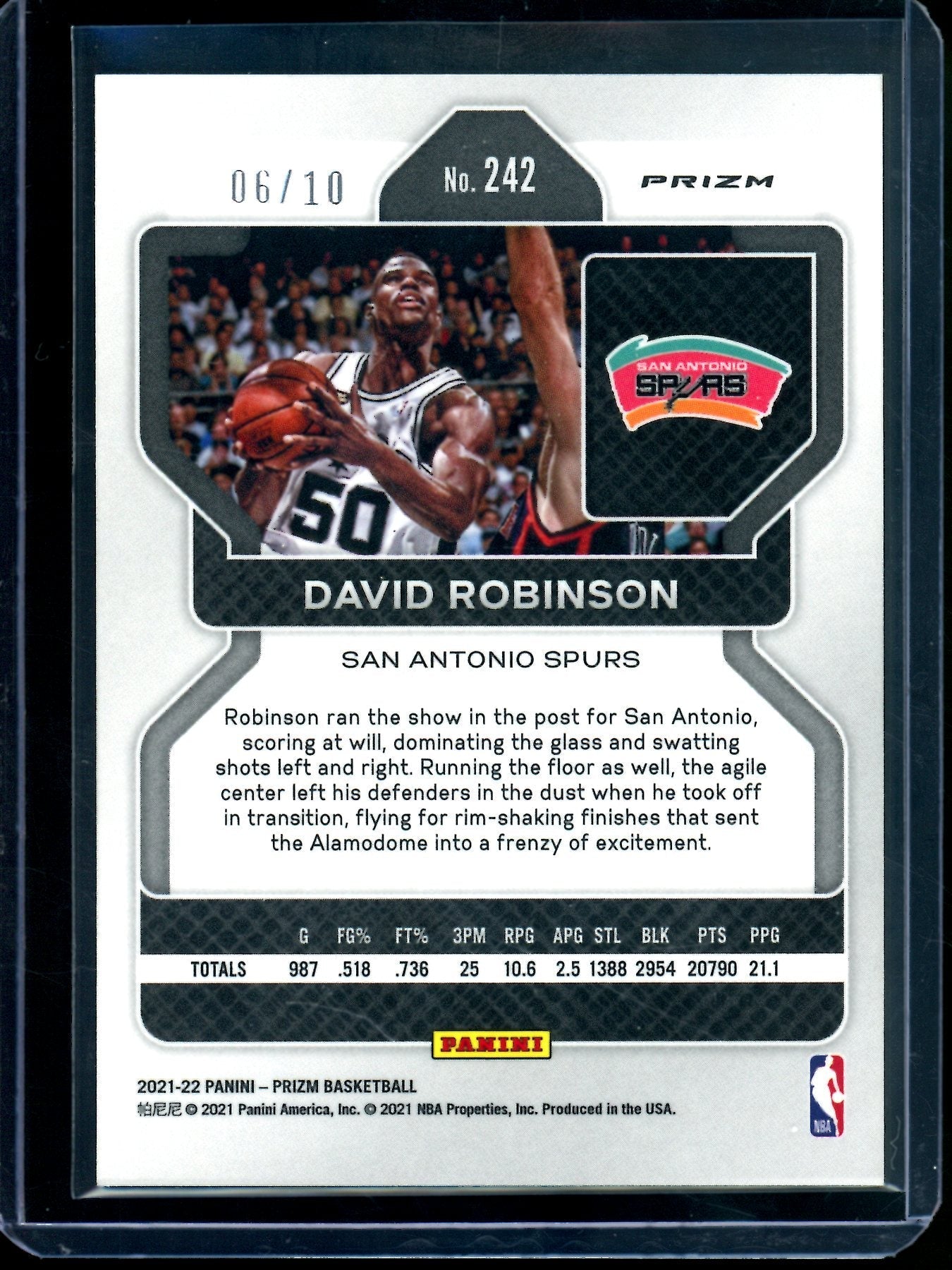 2021 Panini Prizm David Robinson Gold Shimmer /10 Spurs