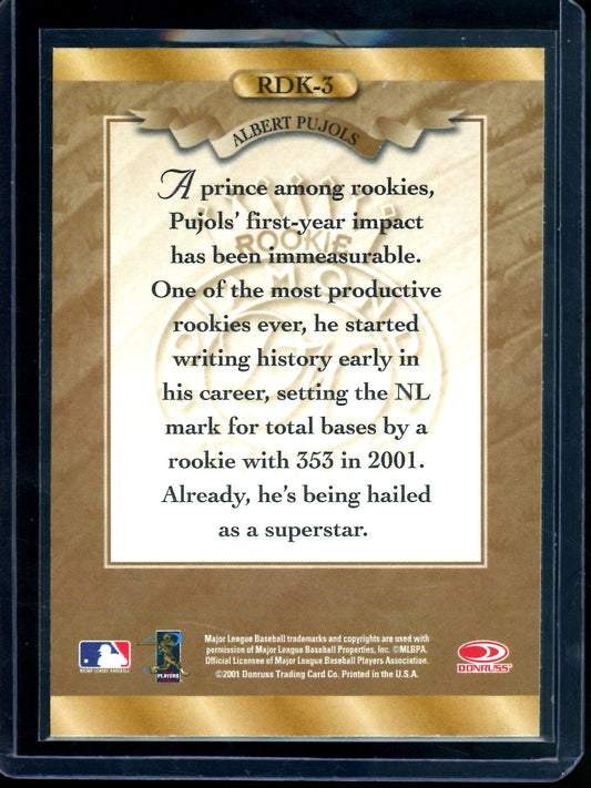 2001 Panini Donruss Albert Pujols Diamond Kings Rookie Cardinals