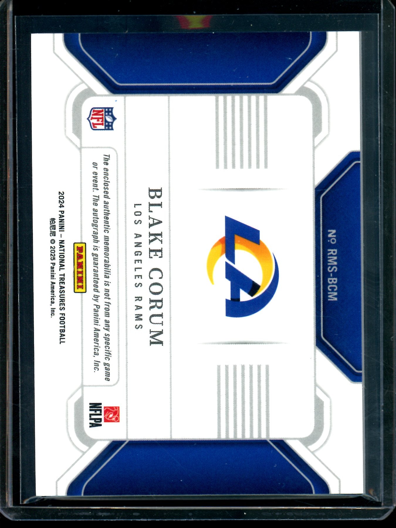 2024 Panini National Treasures Blake Corum Rookie Patch Autograph /22 Rams