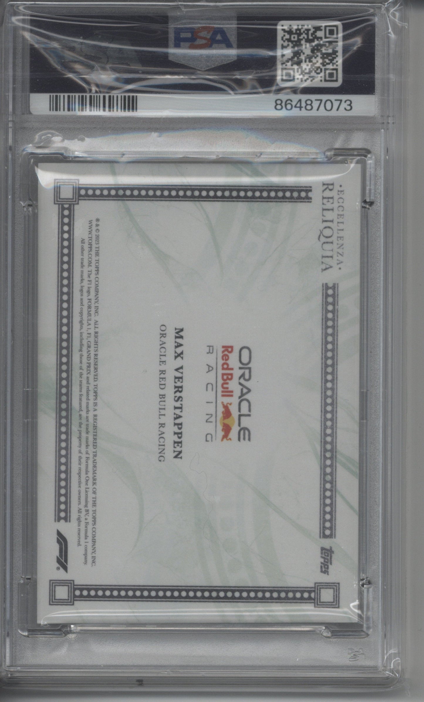 2023 Topps Eccellenza Max Verstappen Reliquia Green 83/99 PSA 8
