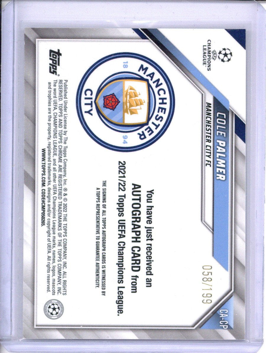 2022-23 Topps Chrome UCL Cole Palmer Aqua Refractor Rookie Auto /199