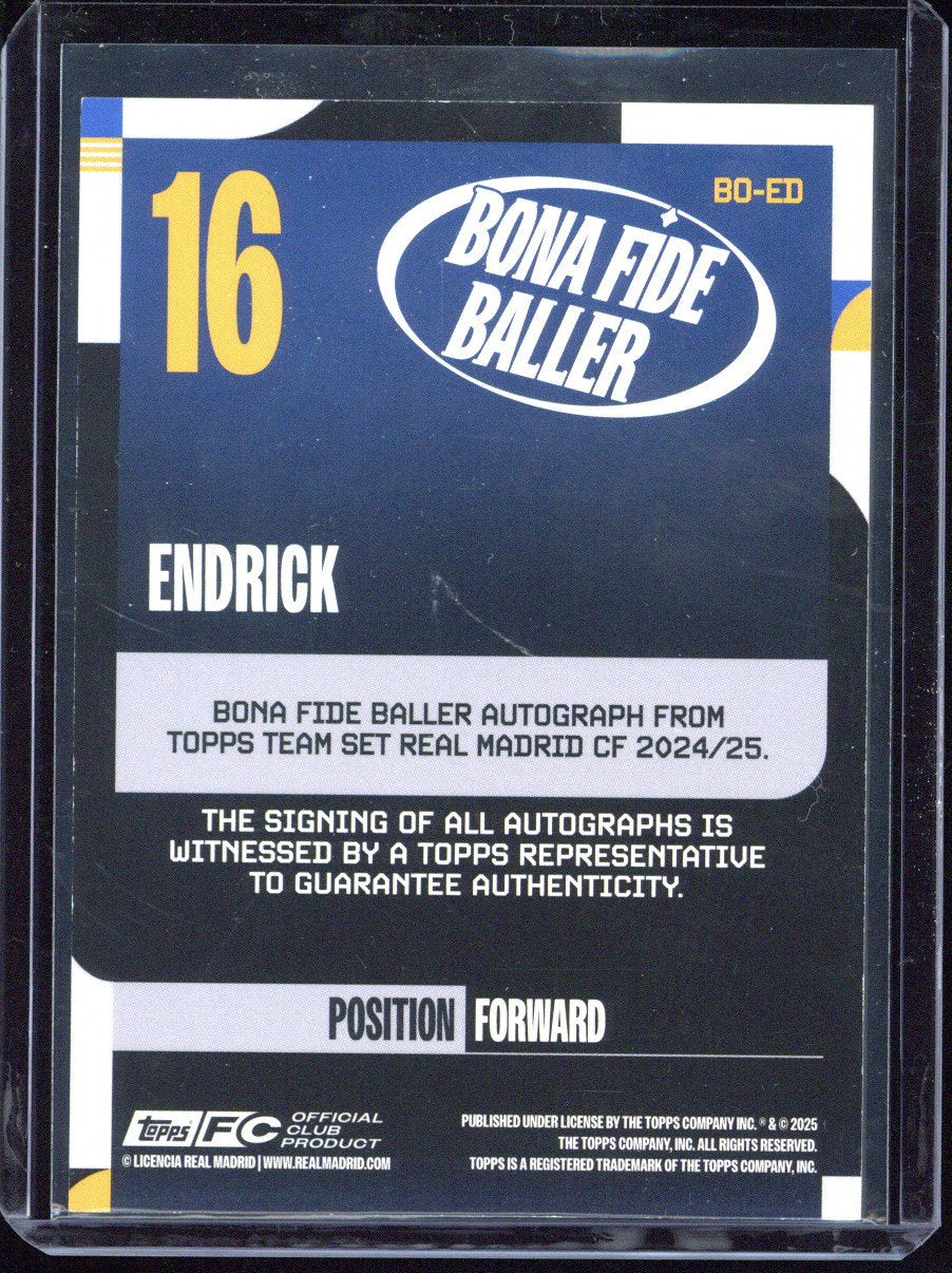 2024-25 Topps Team Set Real Madrid Endrick Bona Fide Autograph /5