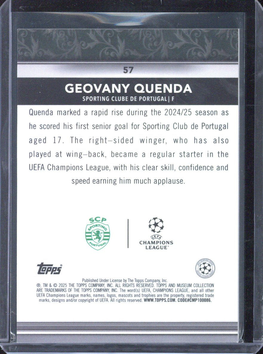 2024-25 Topps Museum UCC Geovany Quenda RC /10 #57
