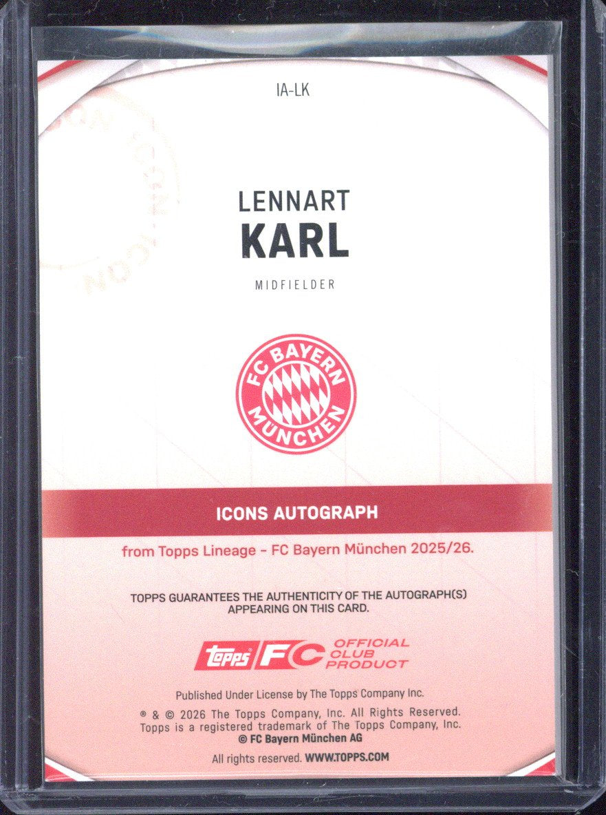 2025-26 Topps Lineage FC Bayern München Lennart Karl RC On Card Autograph /6 #IA-LK