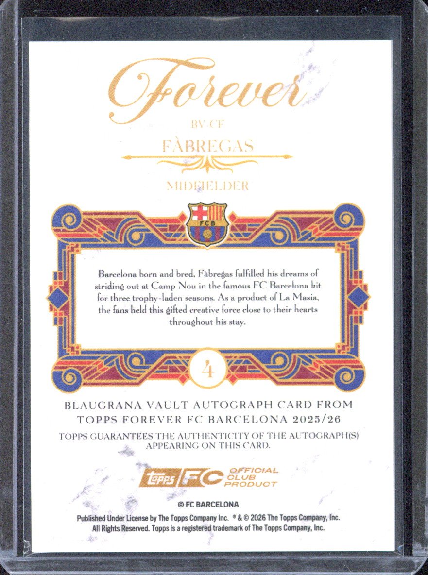 2025-26 Topps Forever FC Barcelona Fabregas Autograph /99 #BV-CF
