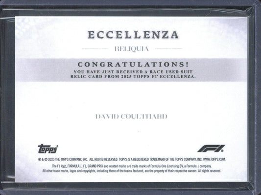 2025 Topps Eccellenza F1 David Coulthard Relic