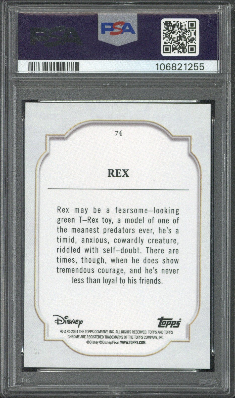 2024 Topps Chrome Disney Rex Gold Refractor /50 #74 PSA 9