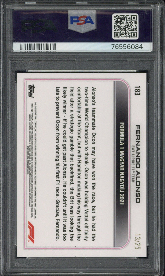 2022 Topps Chrome F1 Fernando Alonso Orange Wave Refractor /25 PSA 10