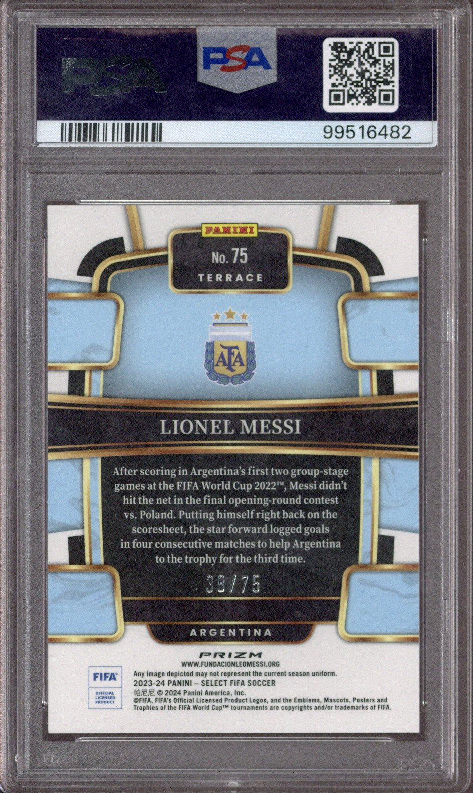2023-24 Panini Select FIFA Lionel Messi Pink #75 /75 PSA 10 - EU