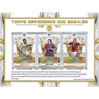 compare product 2024-25 Topps UEFA Club Competitions Reverence Soccer Hobby Box