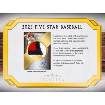 compare product 2025 Topps Five Star Baseball Hobby Box