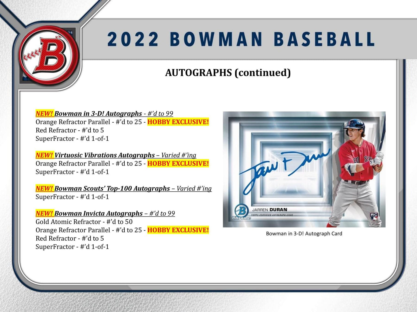 2022 Bowman Baseball Hobby Pack