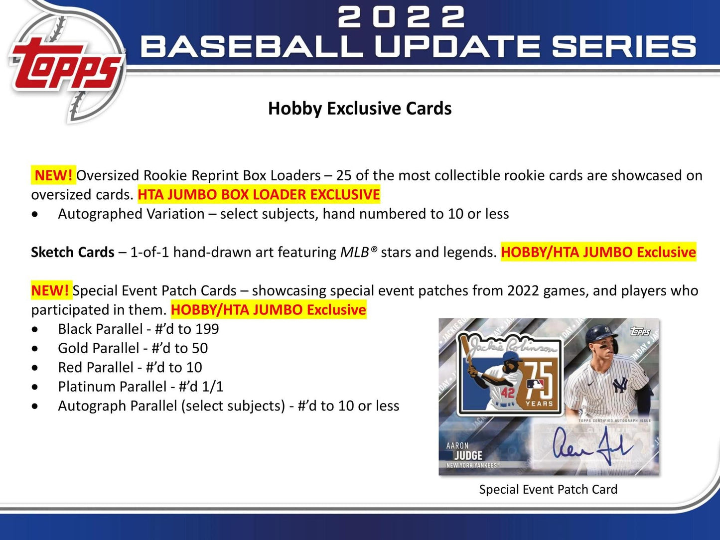 2022 Topps Update Series Baseball Hobby Jumbo Pack