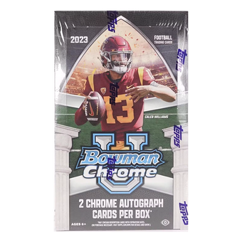 compare product 2023 Bowman University Chrome Football Hobby 12 Box Case
