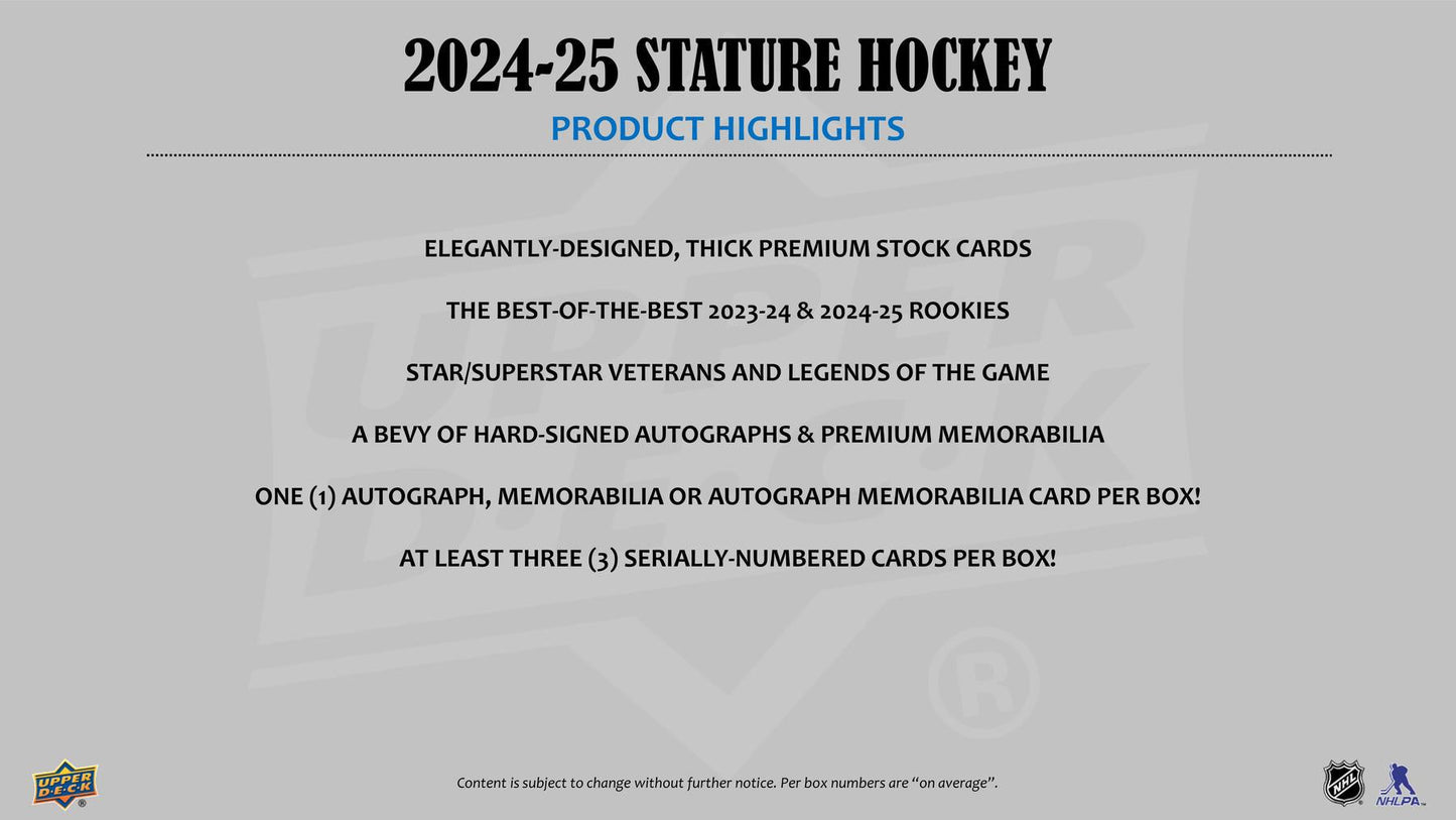 2024/25 Upper Deck Stature Hockey Hobby