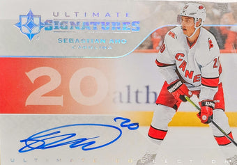 compare product 2019/20 Upper Deck Ultimate Signatures Sabastian Aho Auto