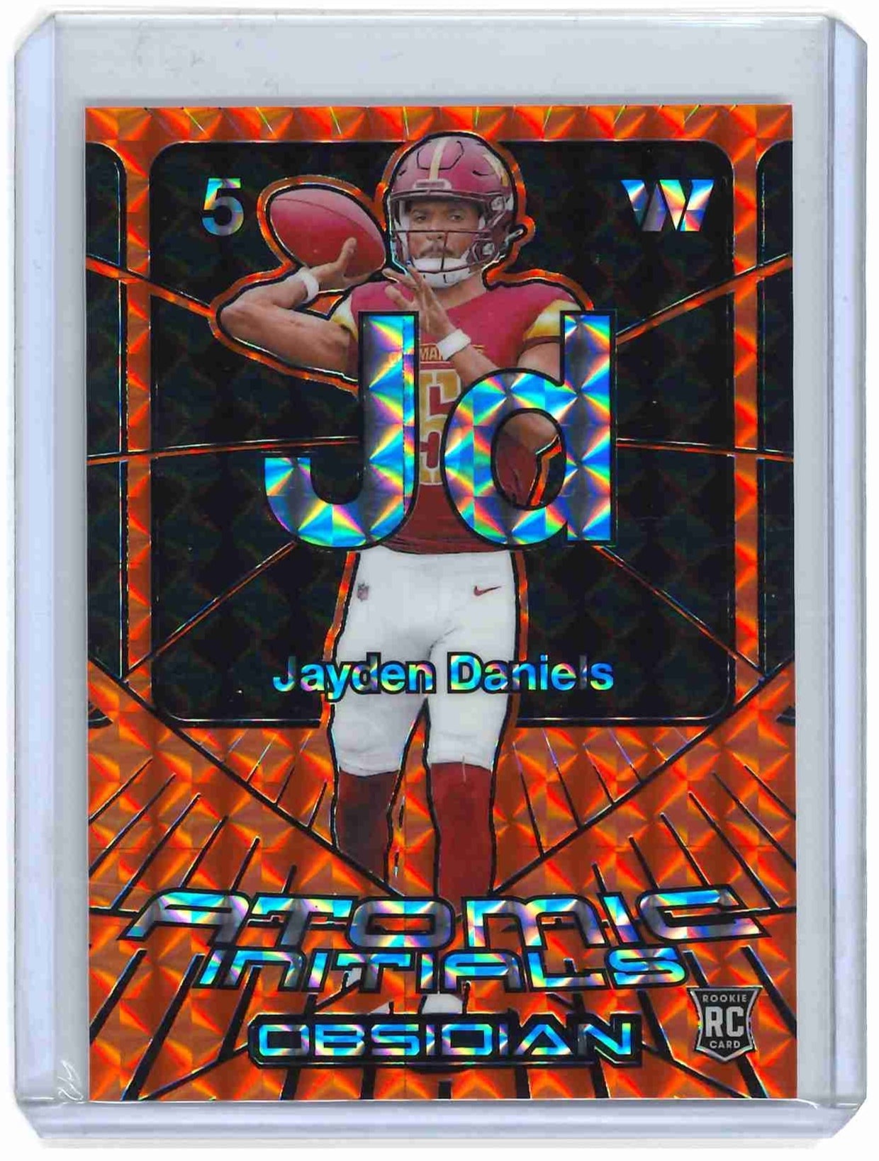 2024 Panini Obsidian Jayden Daniels Atomic Initials Orange Card #14