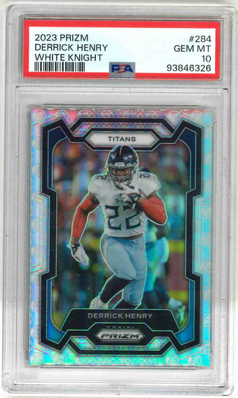 compare product 2023 Panini Prizm White Knight Derrick Henry /3 PSA 10 #284