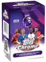 compare product 2025-26 Topps Chrome English Premier League Soccer Blaster 40 Box Case