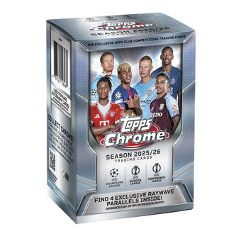 compare product 2025/26 Topps Chrome UEFA Club Competitions Soccer Blaster Box