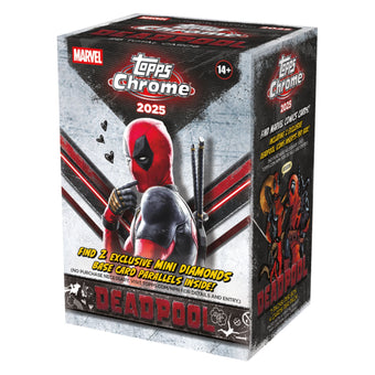 compare product 2025 Topps Chrome Marvel Deadpool Blaster Box