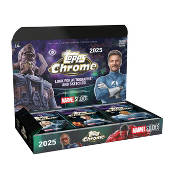 compare product 2025 Topps Marvel Studios Chrome Hobby Box