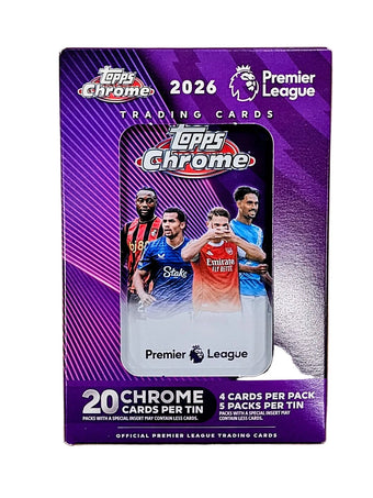 compare product 2026 Topps Chrome Premier League EPL Soccer Hobby Tin